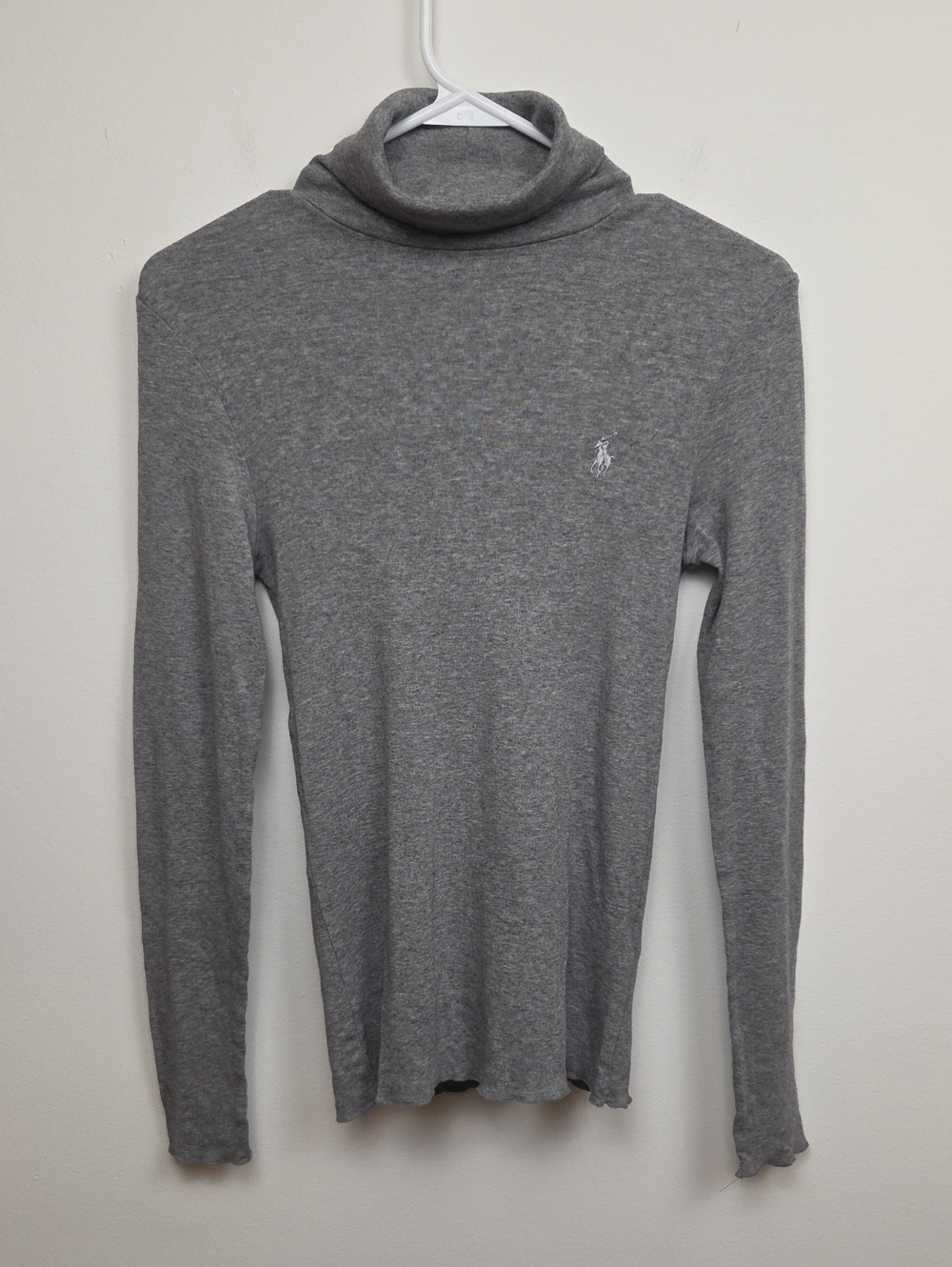 Ralph Lauren Heather Gray Lightweight Knit Turtleneck Sweater Minimalist Medium
